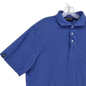 Polo Golf Ralph Lauren Men Large Short Sleeve Polo AOP Blue Cotton